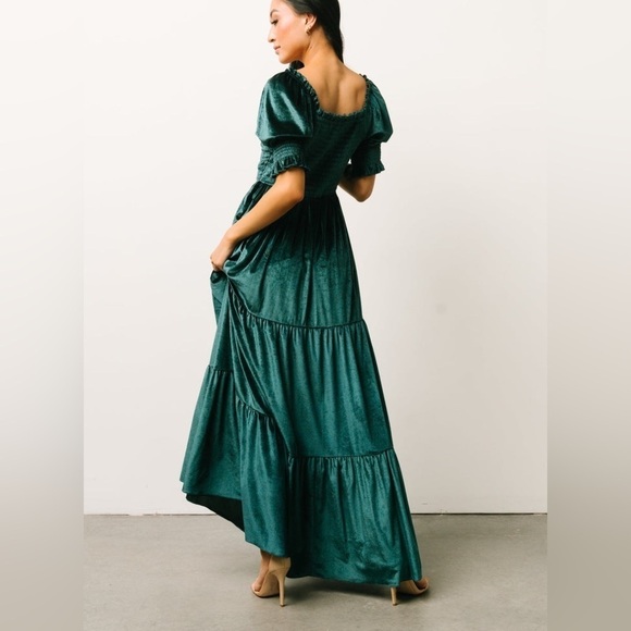 Baltic Born Clara Smocked Velvet Maxi Dress Green NWT - Picture 16 of 16